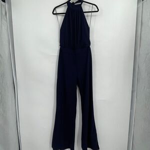 Abs by Allen Schwartz Navy Blue Sleeveless Halter Neck Wide Leg Jumpsuit Size 4